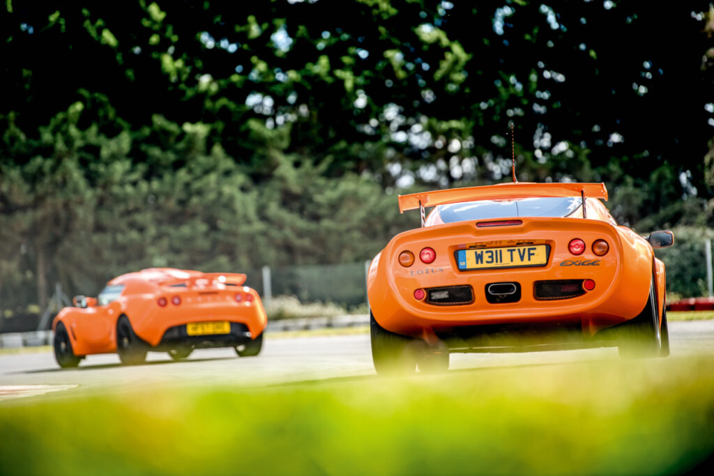 Lotus Exiges on track at Hethel (Photo: Andy Morgan)